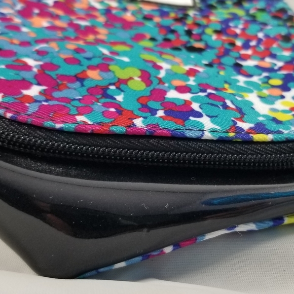 Elizabeth Arden Shoshanna Makeup Bag Purse Multi-Colored Dot Pattern Black - Picture 10 of 16